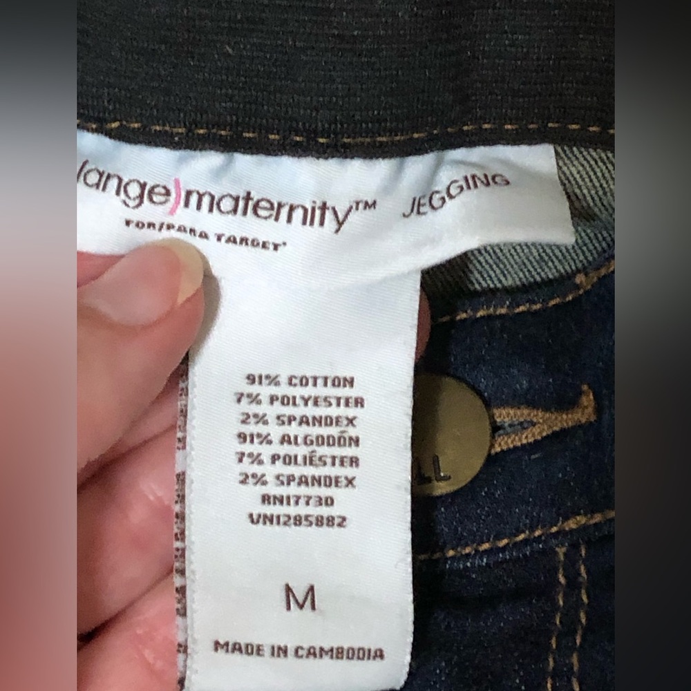 2/$30 Liz Lange Maternity Dark Wash Skinny Jeans Stretch Belly Panel Sz M - Picture 5 of 10